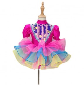 Girls kids toddlers Colorful Sequined jazz dance dress ballet tutu skirt modern dance outfits for children